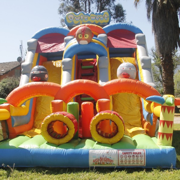 Arriendo de juegos inflable modelo Tobogán Multibuho 9X5 Arca de Samuel
